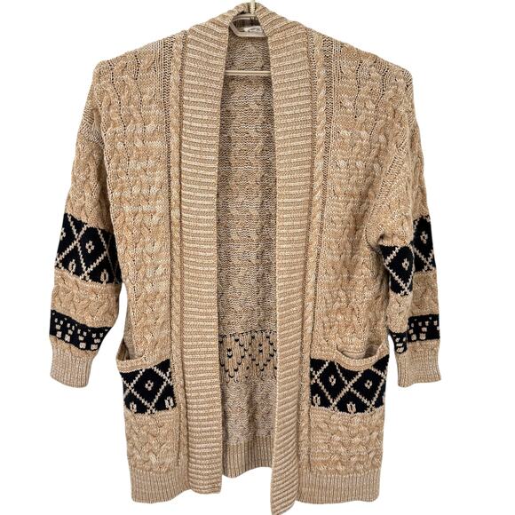 Anthropologie Pilcro Slouchy Open Front Oversized Cardigan Sweater Cable  L/XL - Picture 3 of 8